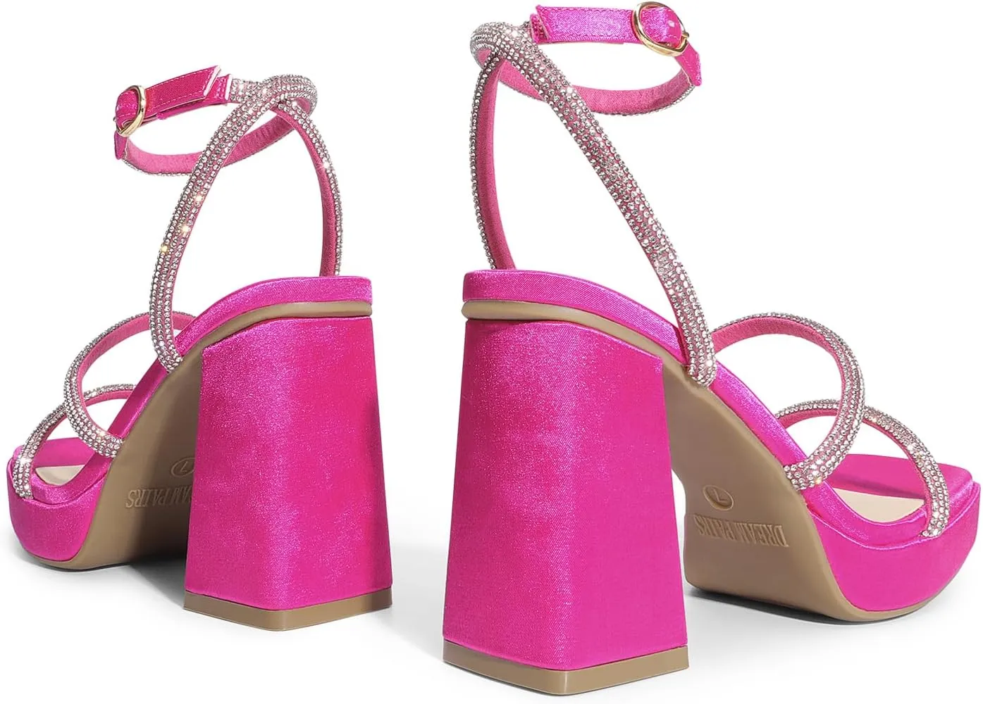DREAM PAIRS Women's Platform Strappy Heels Open Toe Ankle Strap Square Party Sandals Y2K Dress Shoes