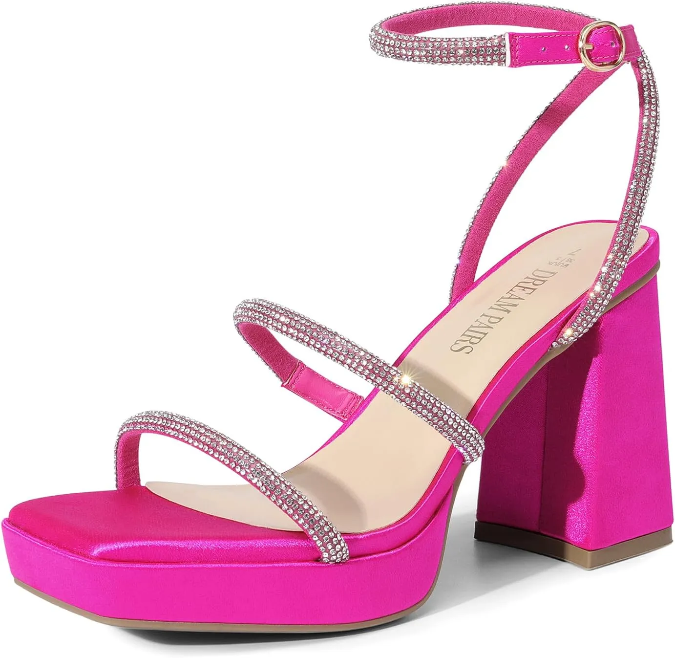 DREAM PAIRS Women's Platform Strappy Heels Open Toe Ankle Strap Square Party Sandals Y2K Dress Shoes
