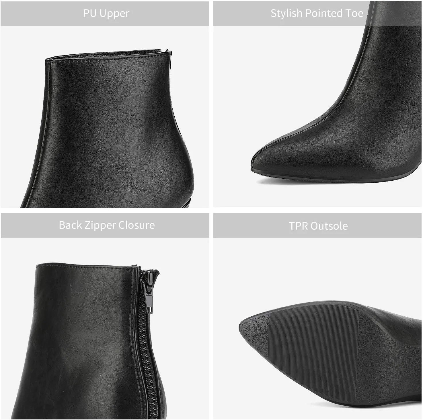 DREAM PAIRS Women's Pointed Toe Ankle Boots High Heel Booties Fashion Zipper Dress Boots