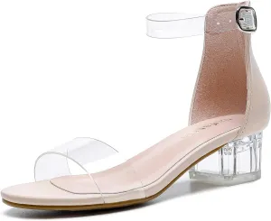Dufannie Girls Sandals Low Heels Dress Pump Ankle Strap Open Toe Flower Girl Wedding Party for Toddler Little Big Kid