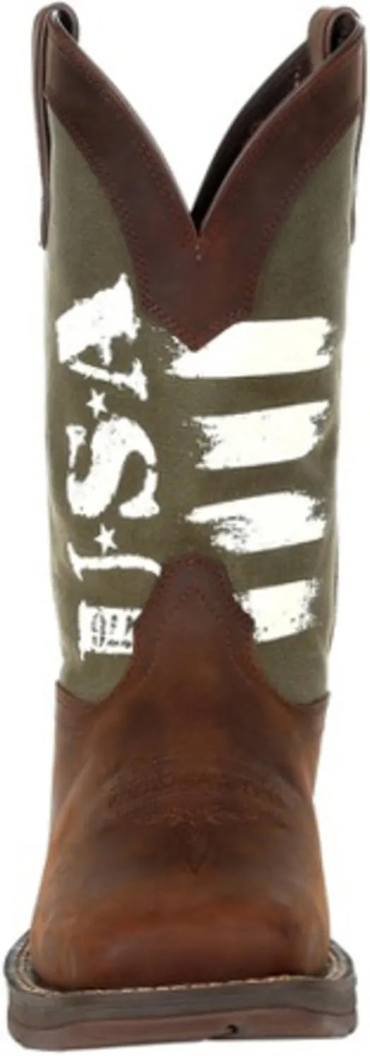 DURANGO Army Green USA Print Western Boot