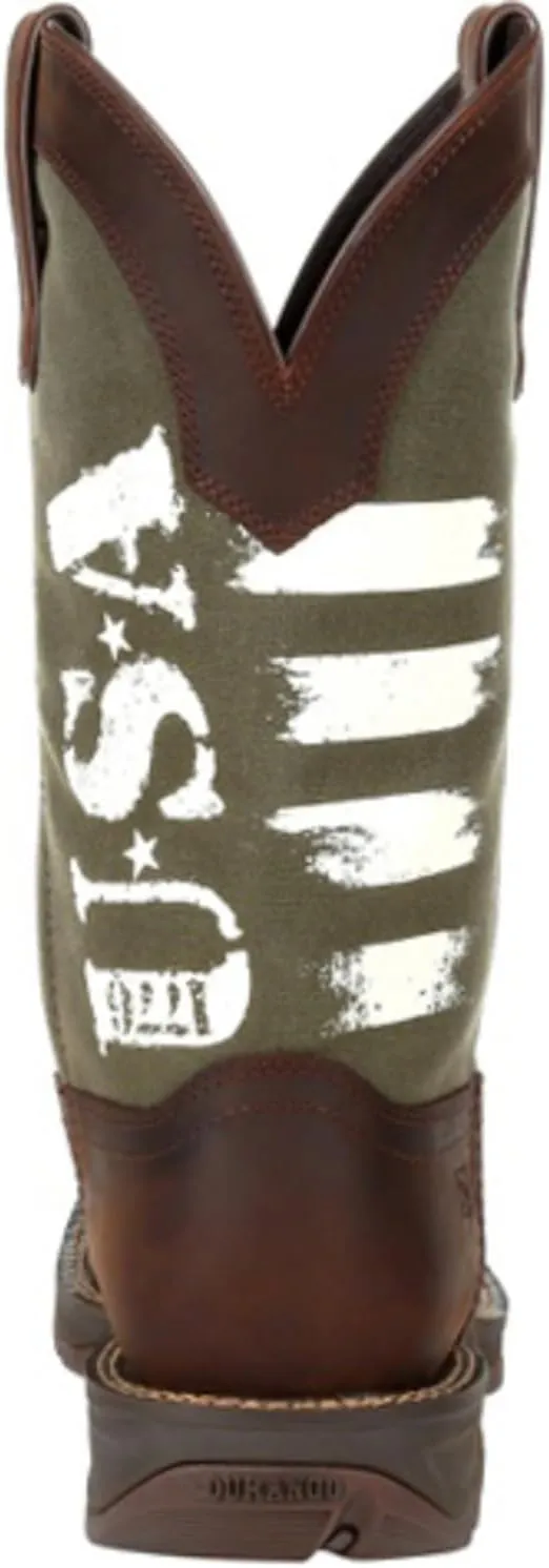 DURANGO Army Green USA Print Western Boot