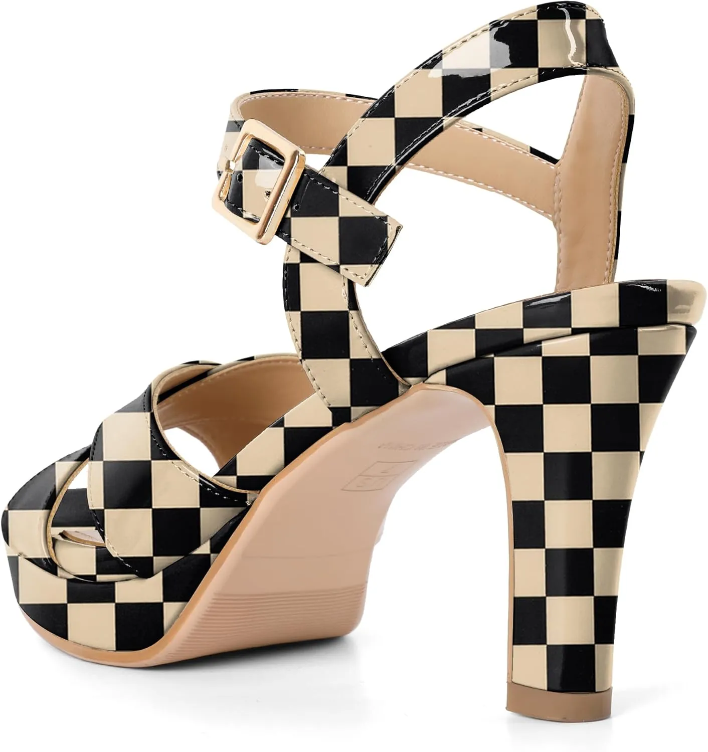 Eldof Women Platform Chunky Heels Open Toe Ankle Strap Heeled Sandals 3 Inches