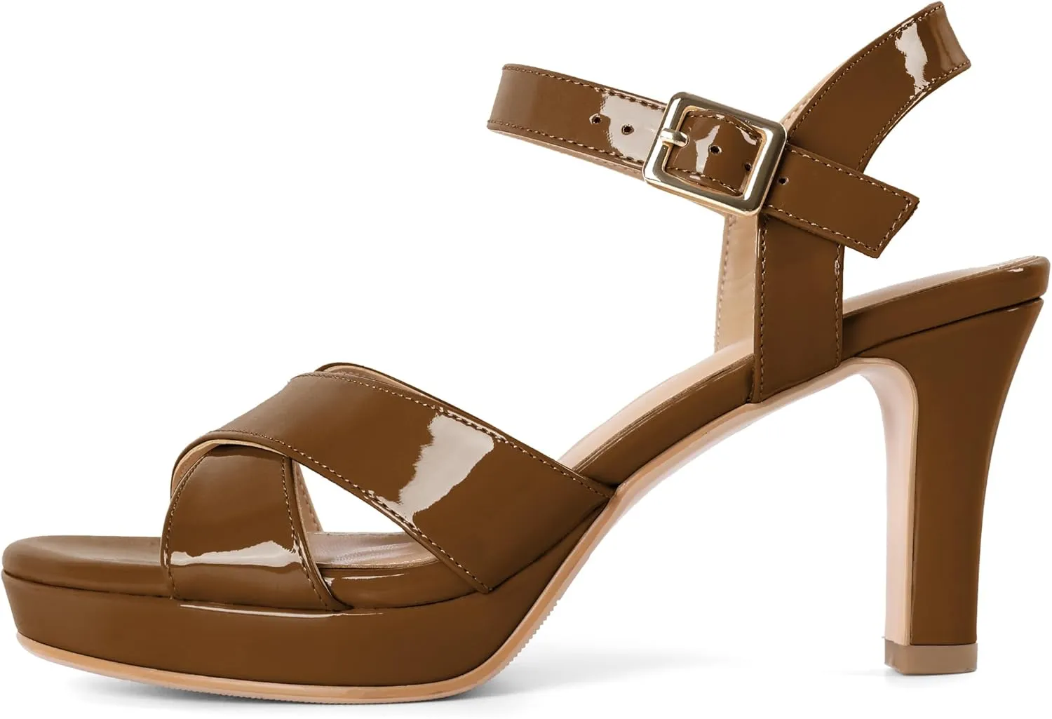Eldof Women Platform Chunky Heels Open Toe Ankle Strap Heeled Sandals 3 Inches