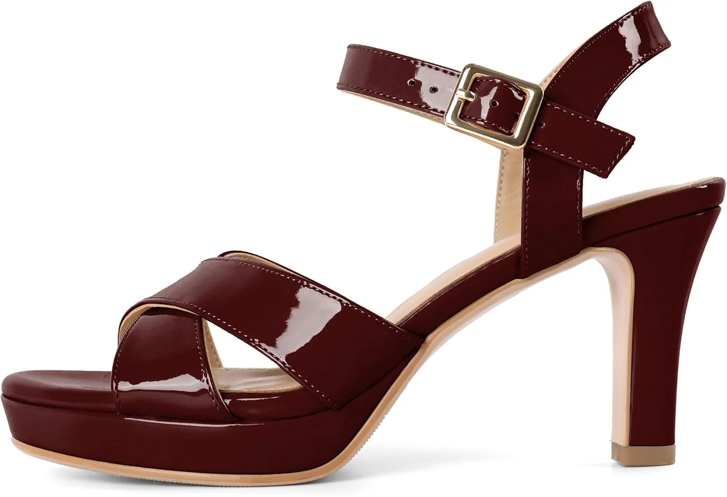 Eldof Women Platform Chunky Heels Open Toe Ankle Strap Heeled Sandals 3 Inches