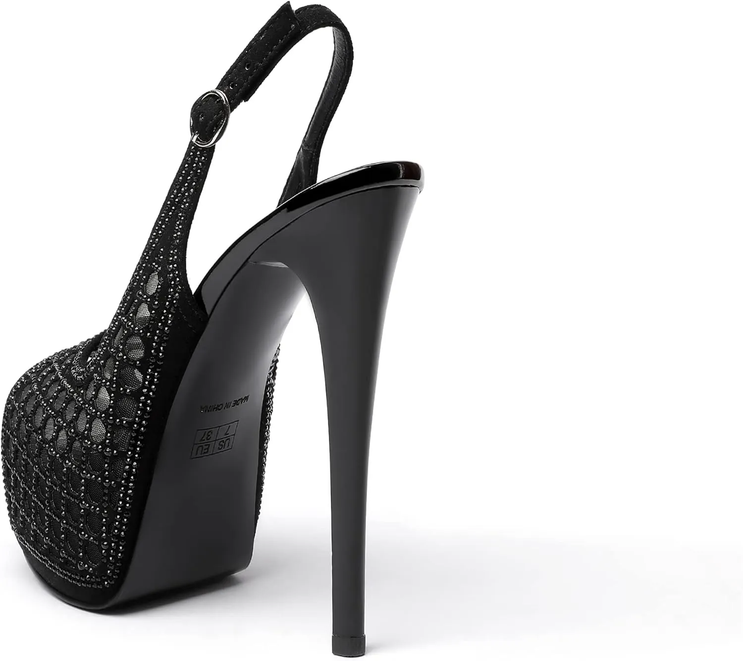 Eldof Women's High Heels Platform Shoes Peep Toe Slingback Sandals Rhinestones Hollow Heels for Dress Wedding Party