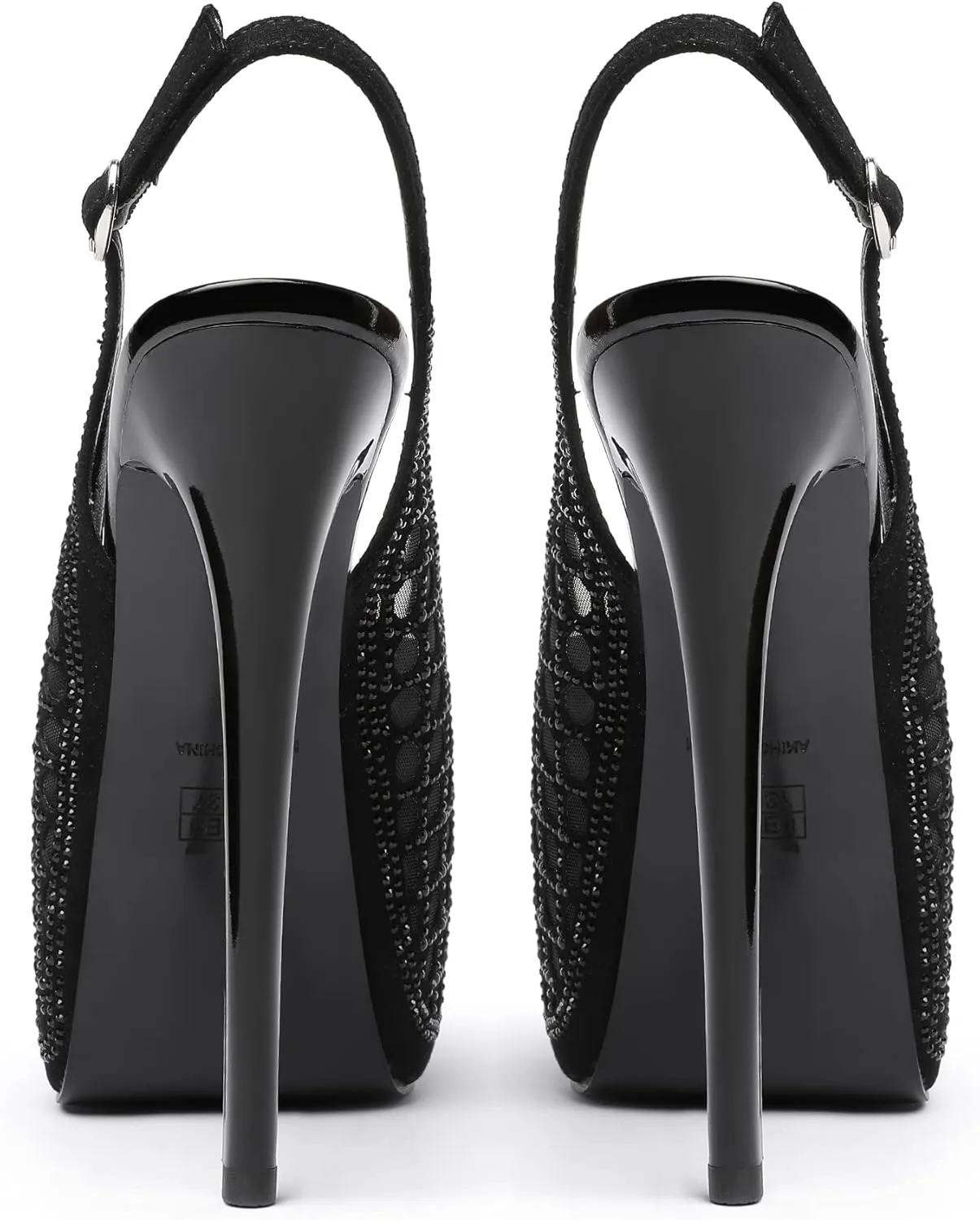 Eldof Women's High Heels Platform Shoes Peep Toe Slingback Sandals Rhinestones Hollow Heels for Dress Wedding Party