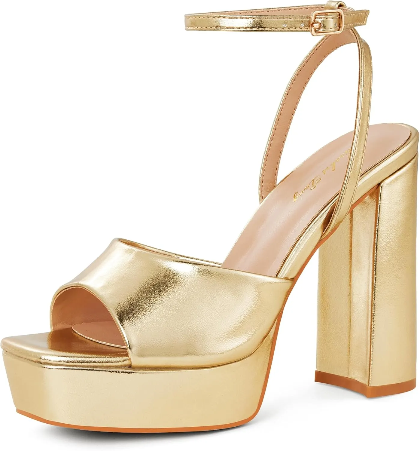 Elisabet Tang Chunky Heeled Platform Sandals for Women,4.7 Inch Block Heels with Open Toe Ankle Strap, Dress Shoes for Wedding Party Homecoming Travel