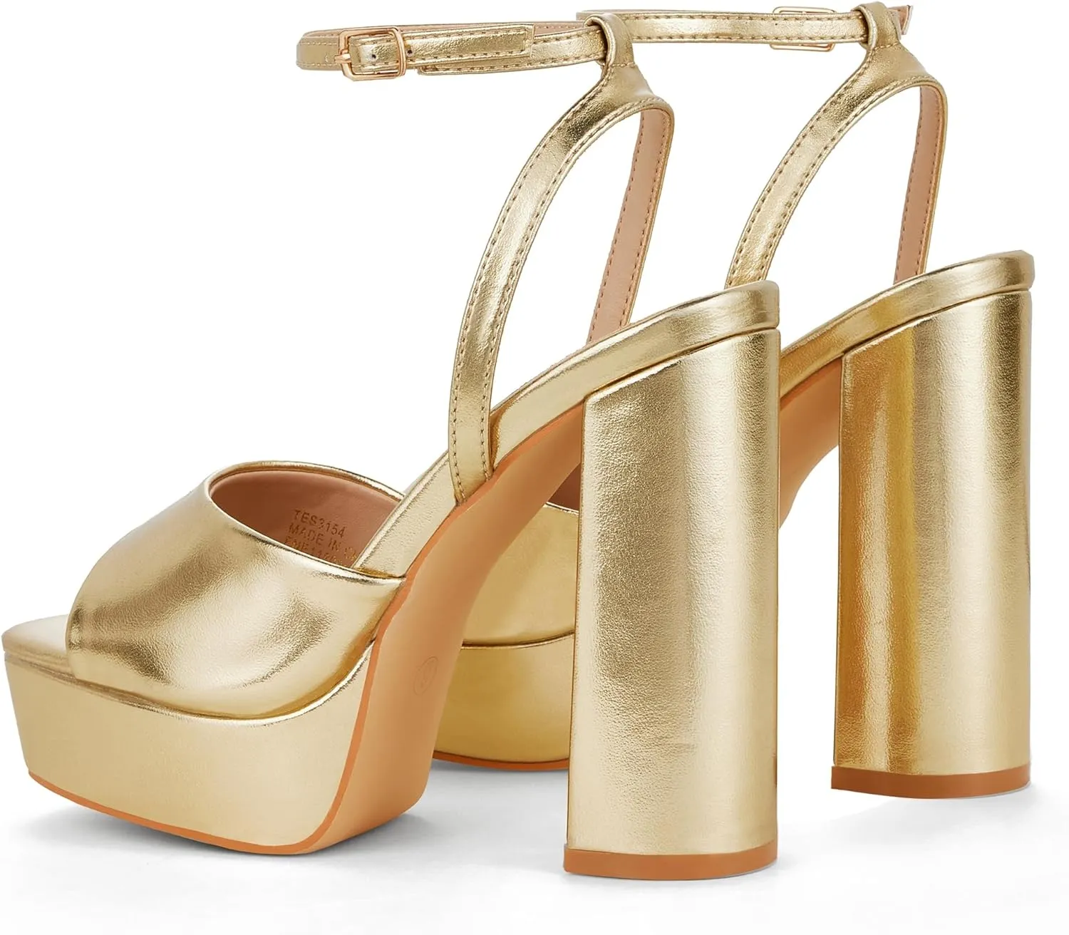Elisabet Tang Chunky Heeled Platform Sandals for Women,4.7 Inch Block Heels with Open Toe Ankle Strap, Dress Shoes for Wedding Party Homecoming Travel