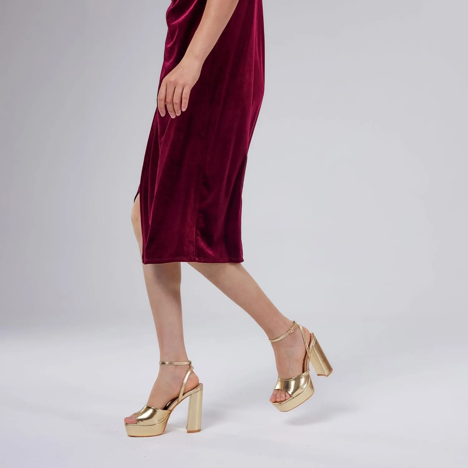 Elisabet Tang Chunky Heeled Platform Sandals for Women,4.7 Inch Block Heels with Open Toe Ankle Strap, Dress Shoes for Wedding Party Homecoming Travel
