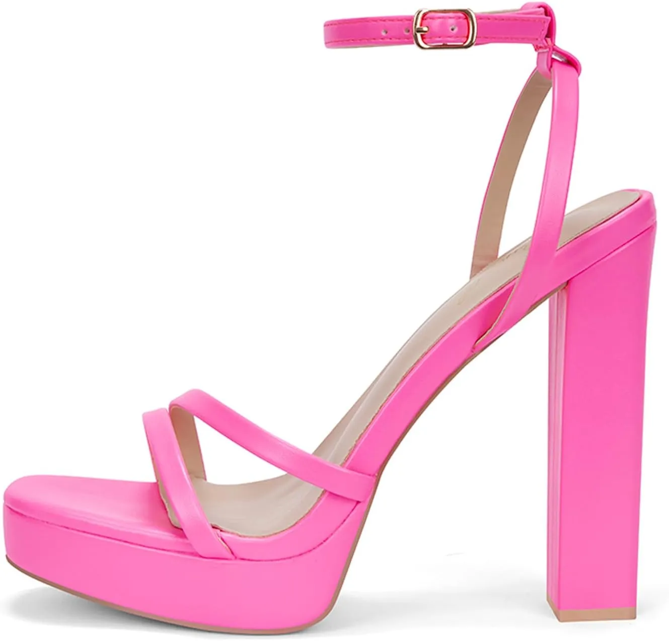 Elisabet Tang Women's Platform Heeled Sandals,5 inch Chunky Heels Platform Ankle Strap Block High Heels Sandals Sexy Open Toe Strappy Sandals Shoes