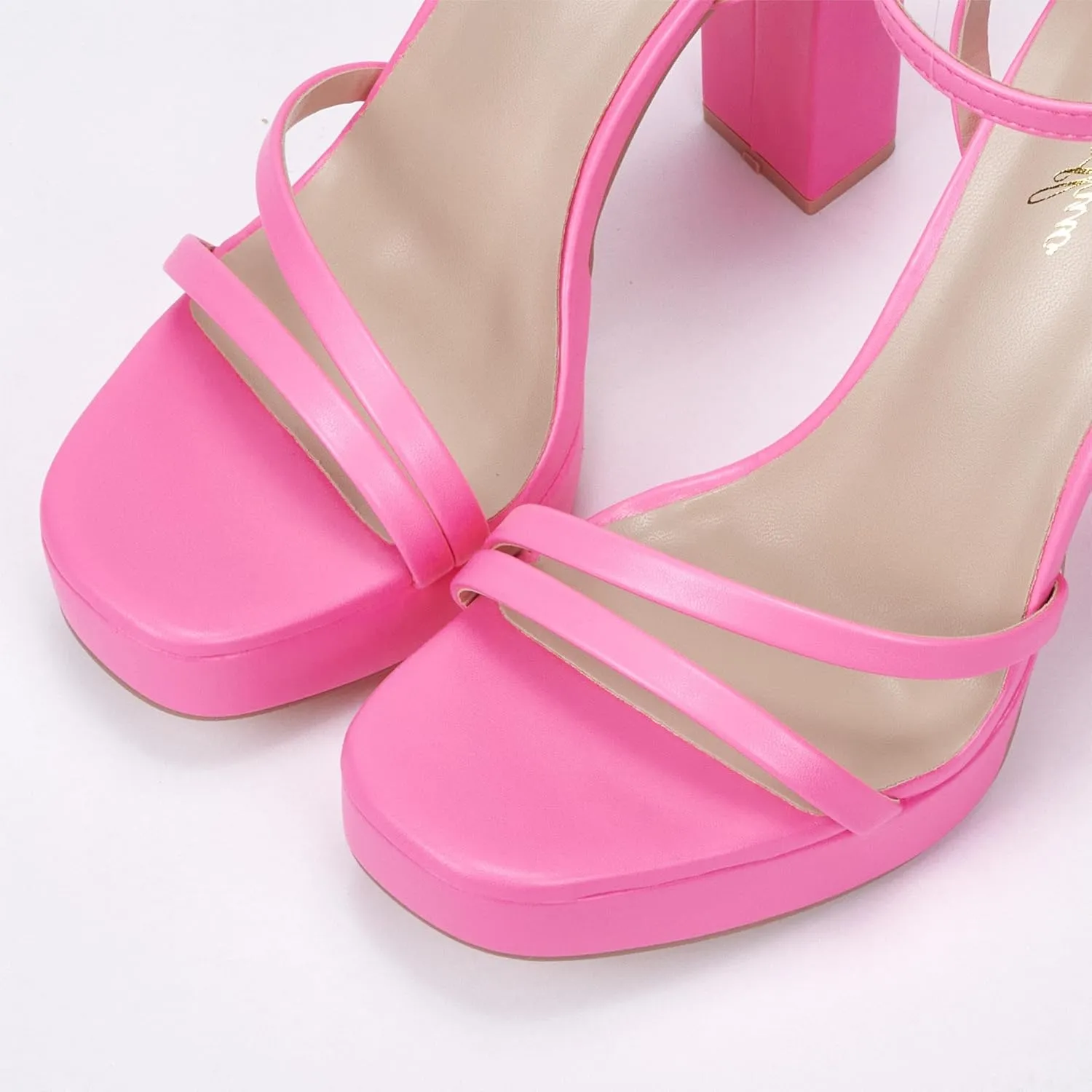 Elisabet Tang Women's Platform Heeled Sandals,5 inch Chunky Heels Platform Ankle Strap Block High Heels Sandals Sexy Open Toe Strappy Sandals Shoes