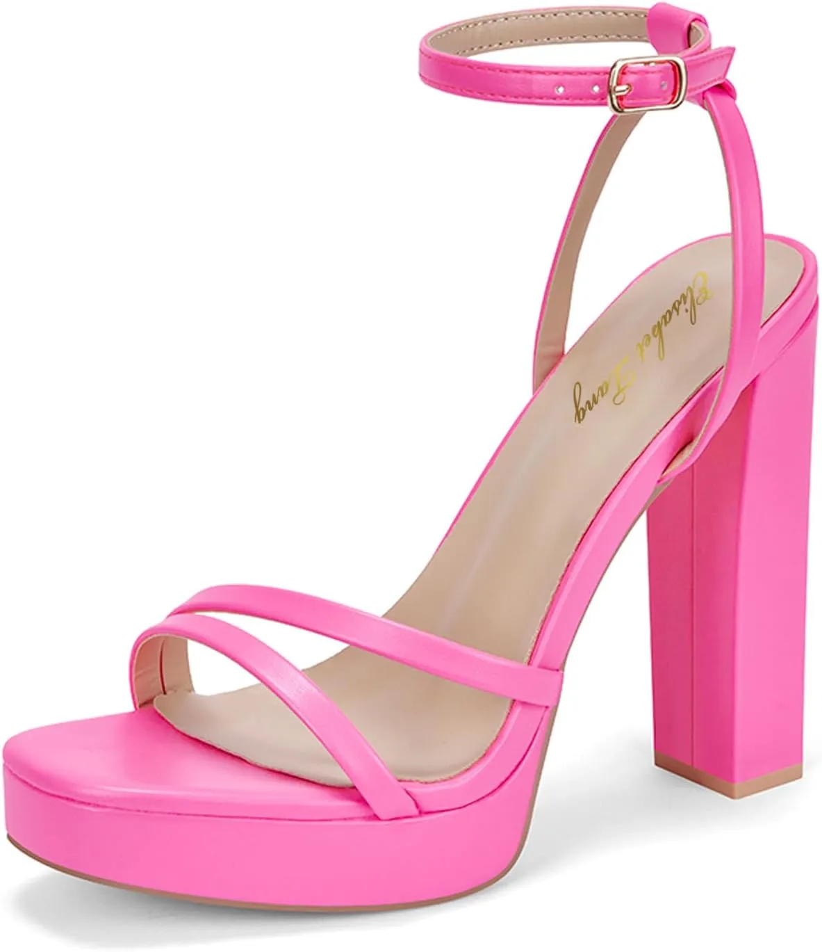 Elisabet Tang Women's Platform Heeled Sandals,5 inch Chunky Heels Platform Ankle Strap Block High Heels Sandals Sexy Open Toe Strappy Sandals Shoes