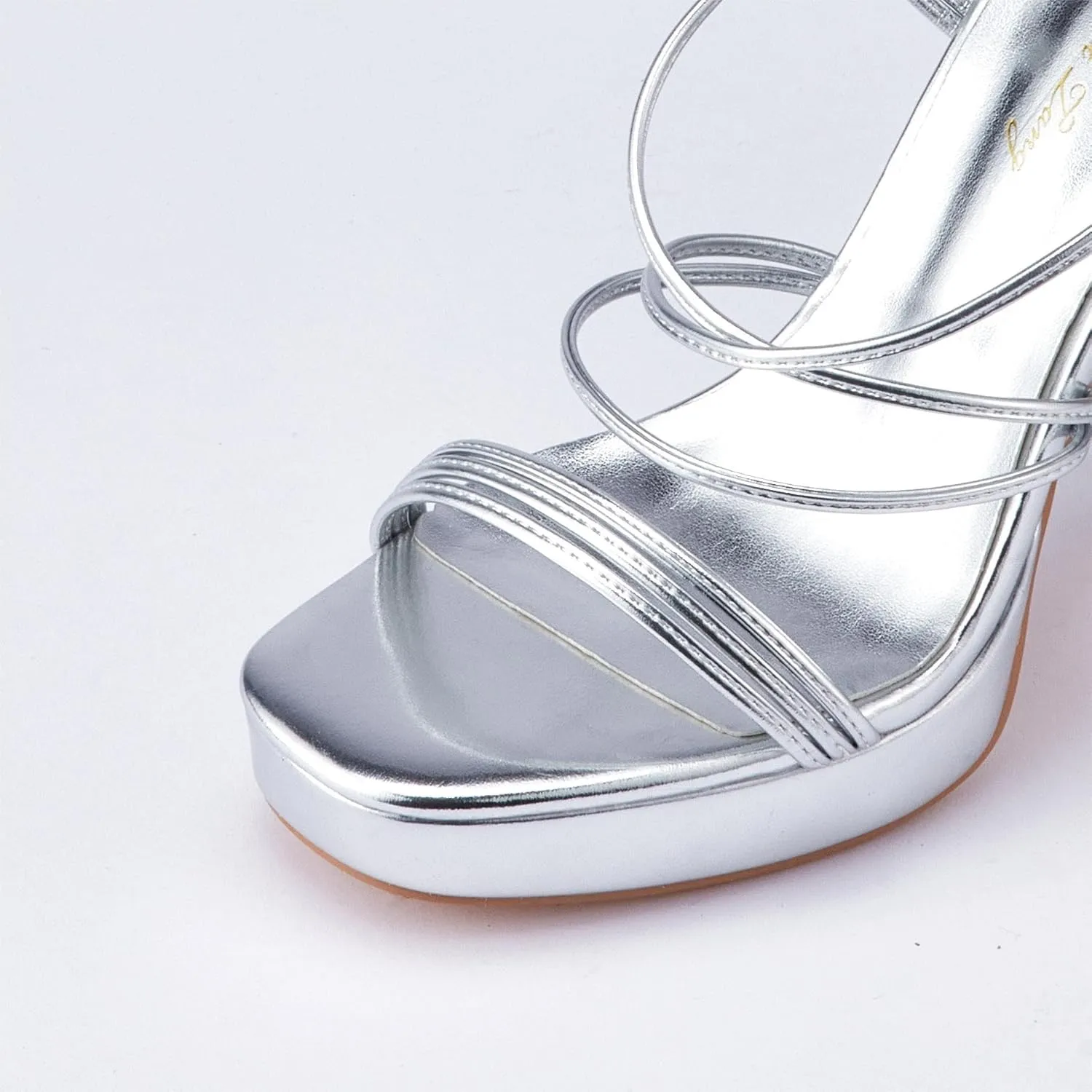 Elisabet Tang Women's Strappy Heeled Sandals, 5 inch Platform Heels Chunky Lace up High Heels Open Toe Party Shoes