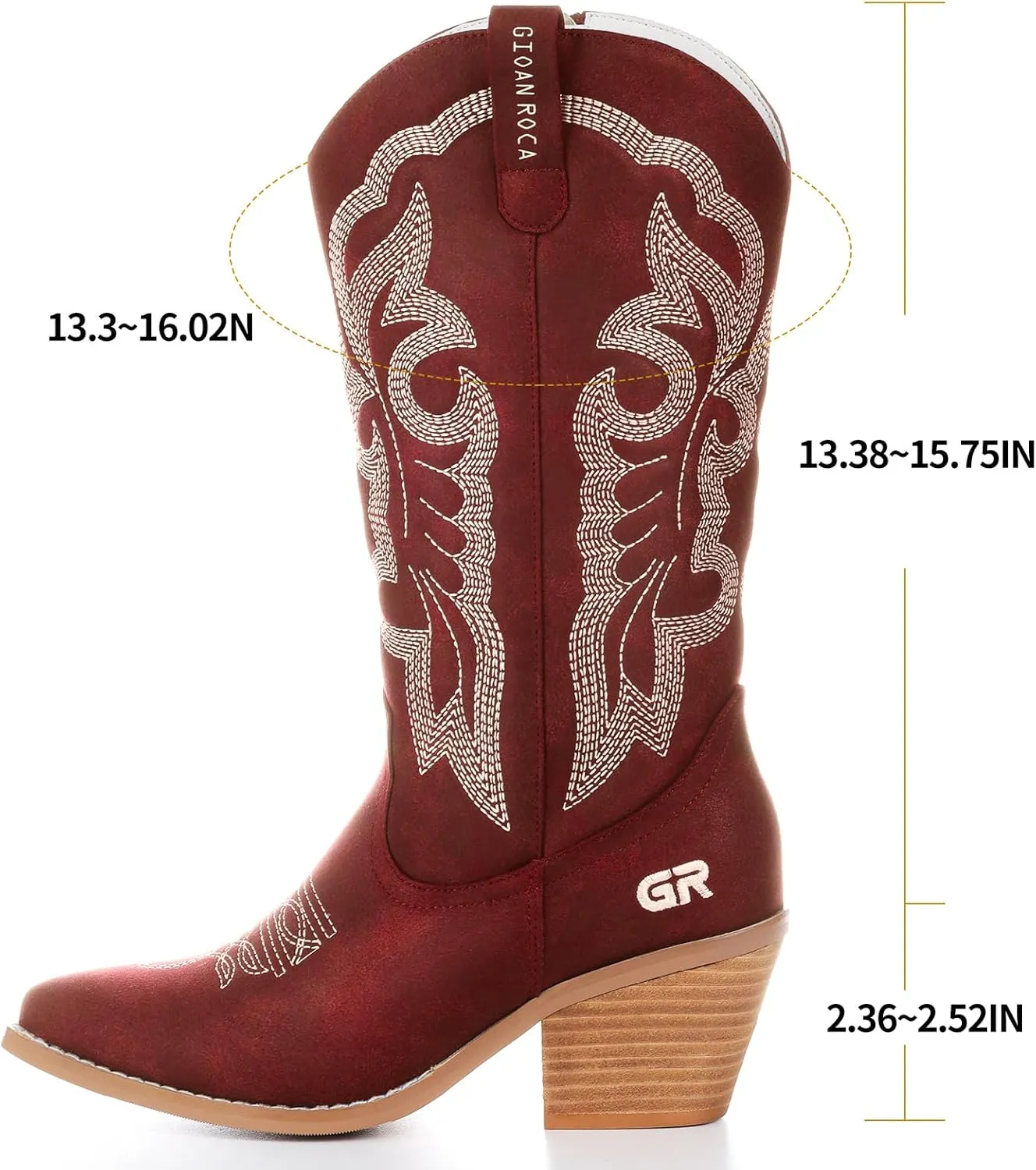 Embroidered Cowboy Boots for Women, Fashion Retro Western Pointed Toe Chunky Heel The Knee,Pull-On Stitching Point Toe Women's Cowgirl Boots