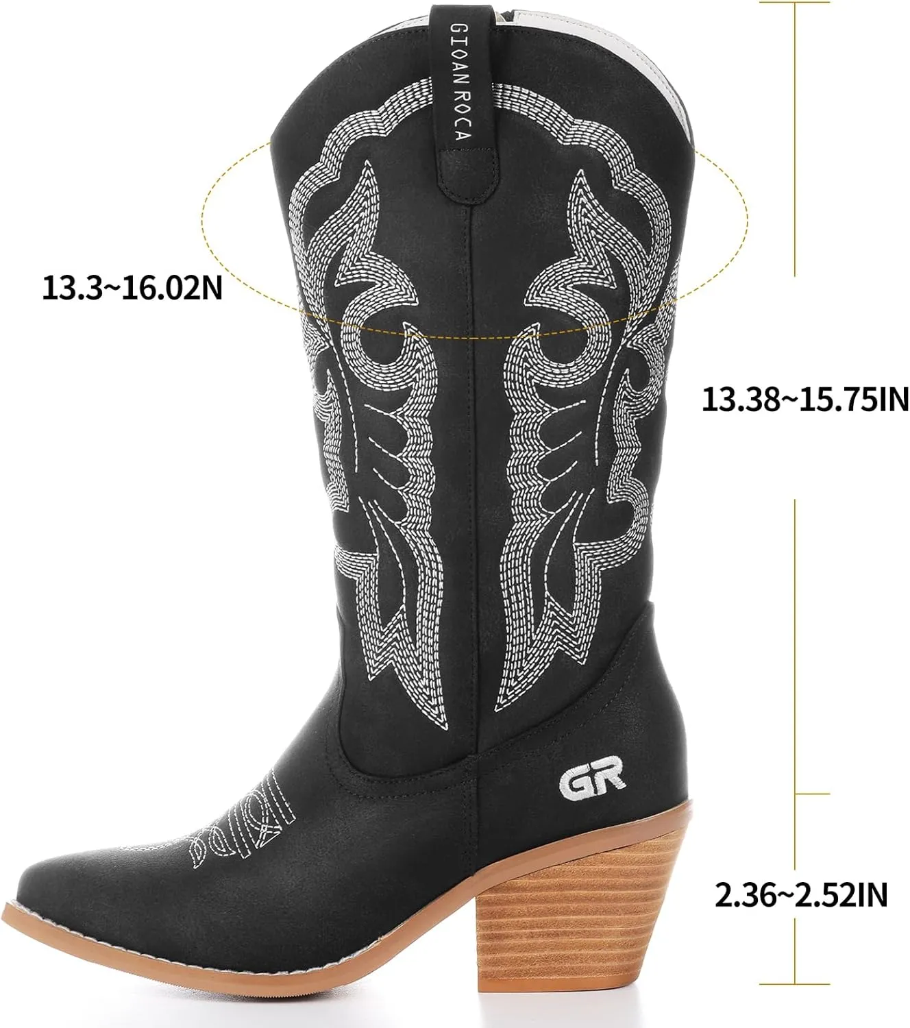Embroidered Cowboy Boots for Women, Fashion Retro Western Pointed Toe Chunky Heel The Knee,Pull-On Stitching Point Toe Women's Cowgirl Boots