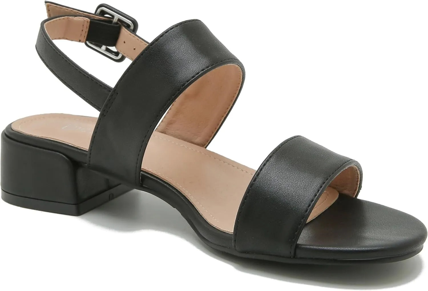 Enelauge Women's Open Toe Ankle Strap Low Block Chunky Heels Sandals Holiday Party Wedding Dress Pumps Shoes