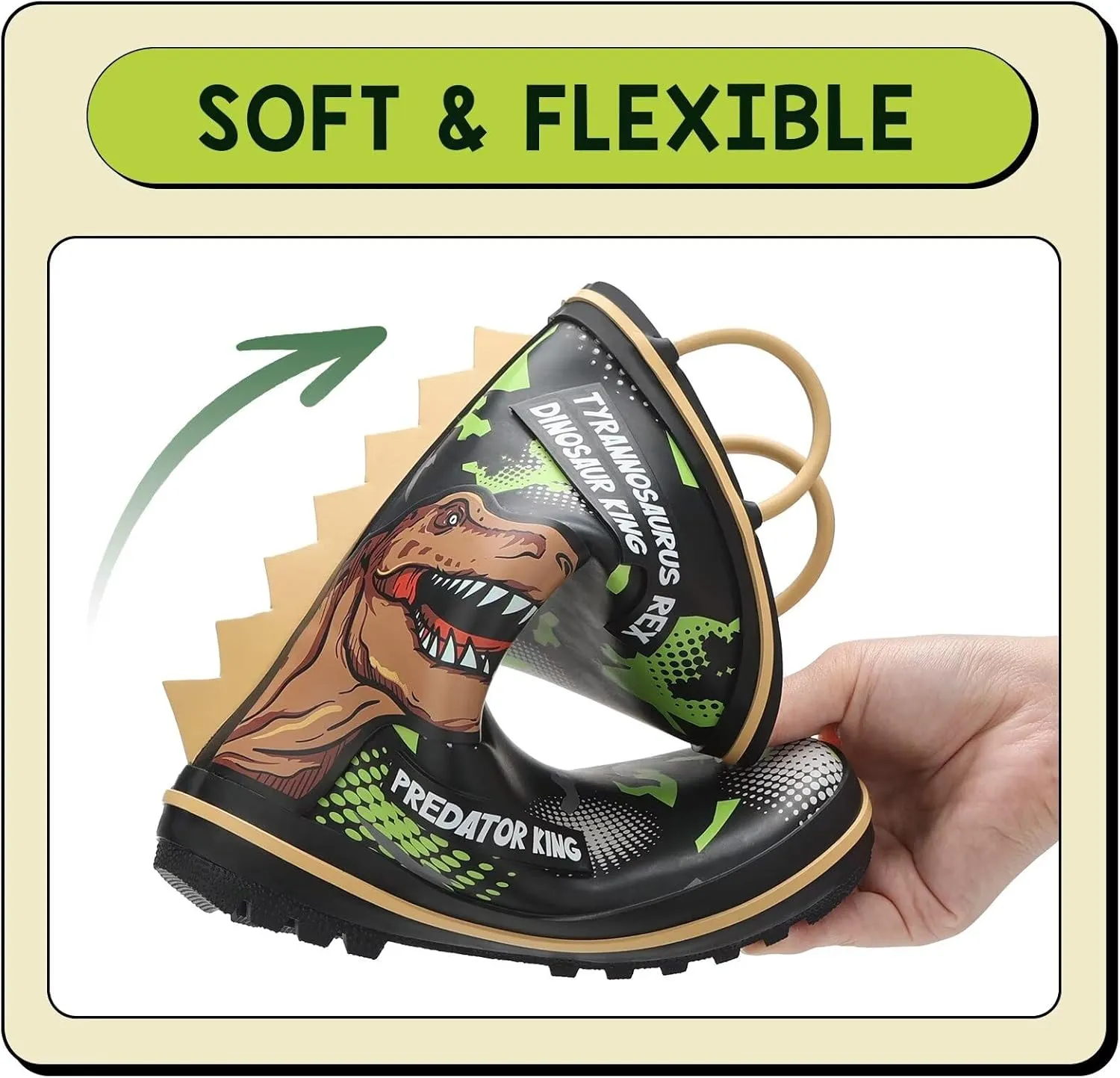 EUXTERPA Toddler Rain Boots for Boys Girls Waterproof Kids Printed Rubber Boots with Easy On Handles