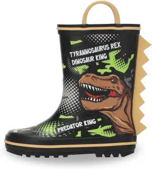 EUXTERPA Toddler Rain Boots for Boys Girls Waterproof Kids Printed Rubber Boots with Easy On Handles