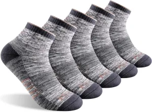 FEIDEER Men's Women's Hiking Walking Socks, Unisex Moisture Wicking Cotton Cushion Ankle Quarter Crew Socks with Arch Support