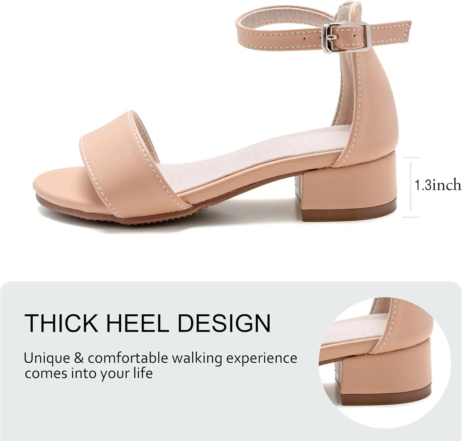 Felix & Flora Girls Sandals Low Heels Open Toe Flower Girl Dress Shoes