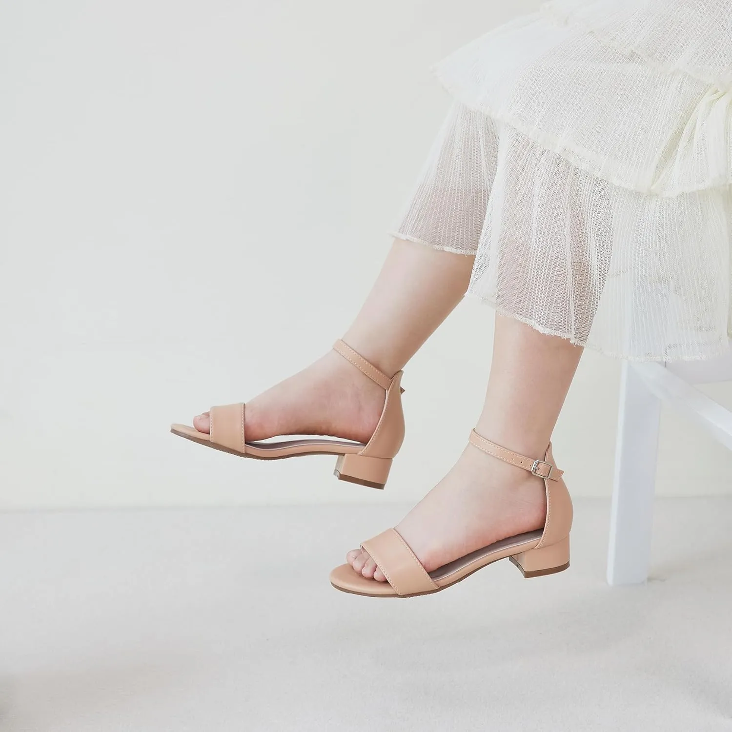 Felix & Flora Girls Sandals Low Heels Open Toe Flower Girl Dress Shoes