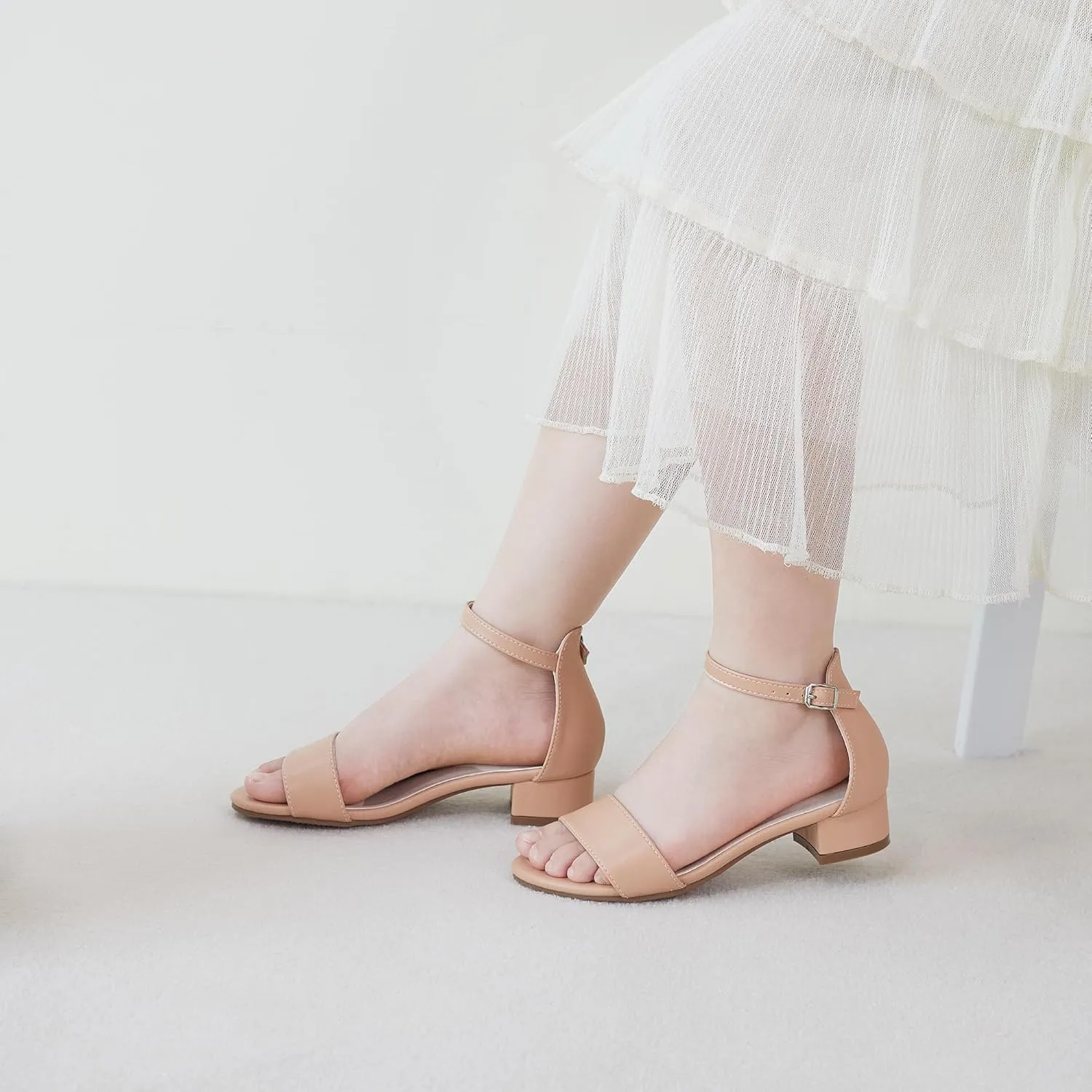 Felix & Flora Girls Sandals Low Heels Open Toe Flower Girl Dress Shoes