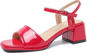 fereshte Women's Ankle Strap Heeled Sandals Open Toe Strappy Low Block Heels Sandals