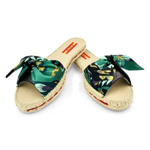 FIAMME Turquoise Bow Slide Espadrilles