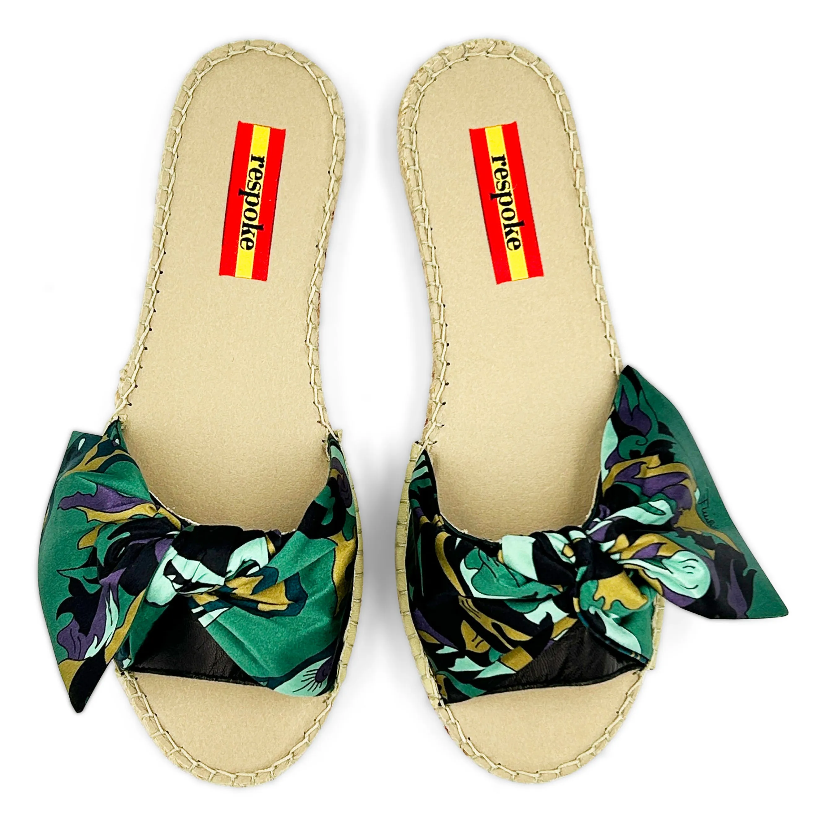 FIAMME Turquoise Bow Slide Espadrilles