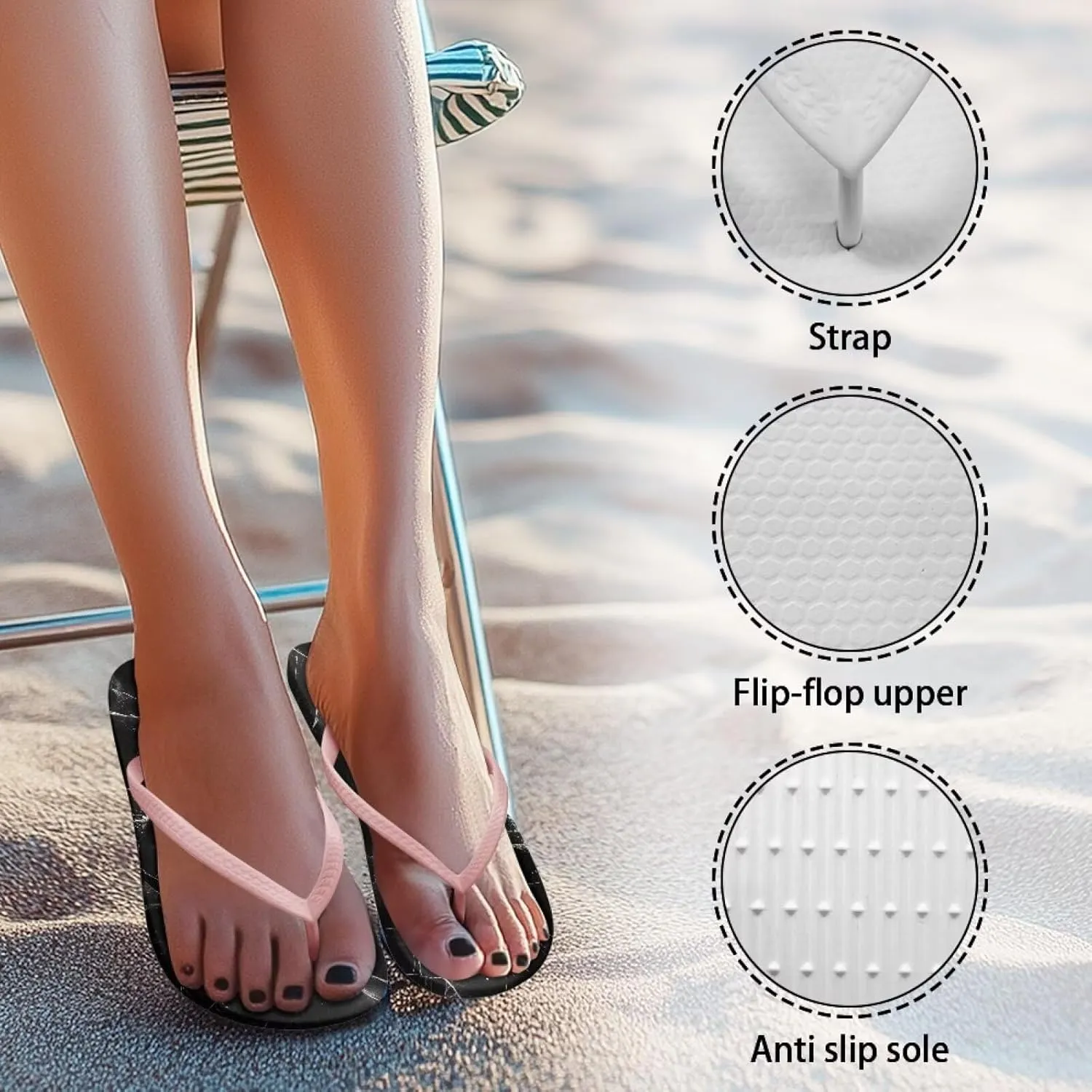 Flip Flops for Women Comfortable Summer Beach Walking Thong Cushion Sandals Slip On Indoor Shower Outdoor
