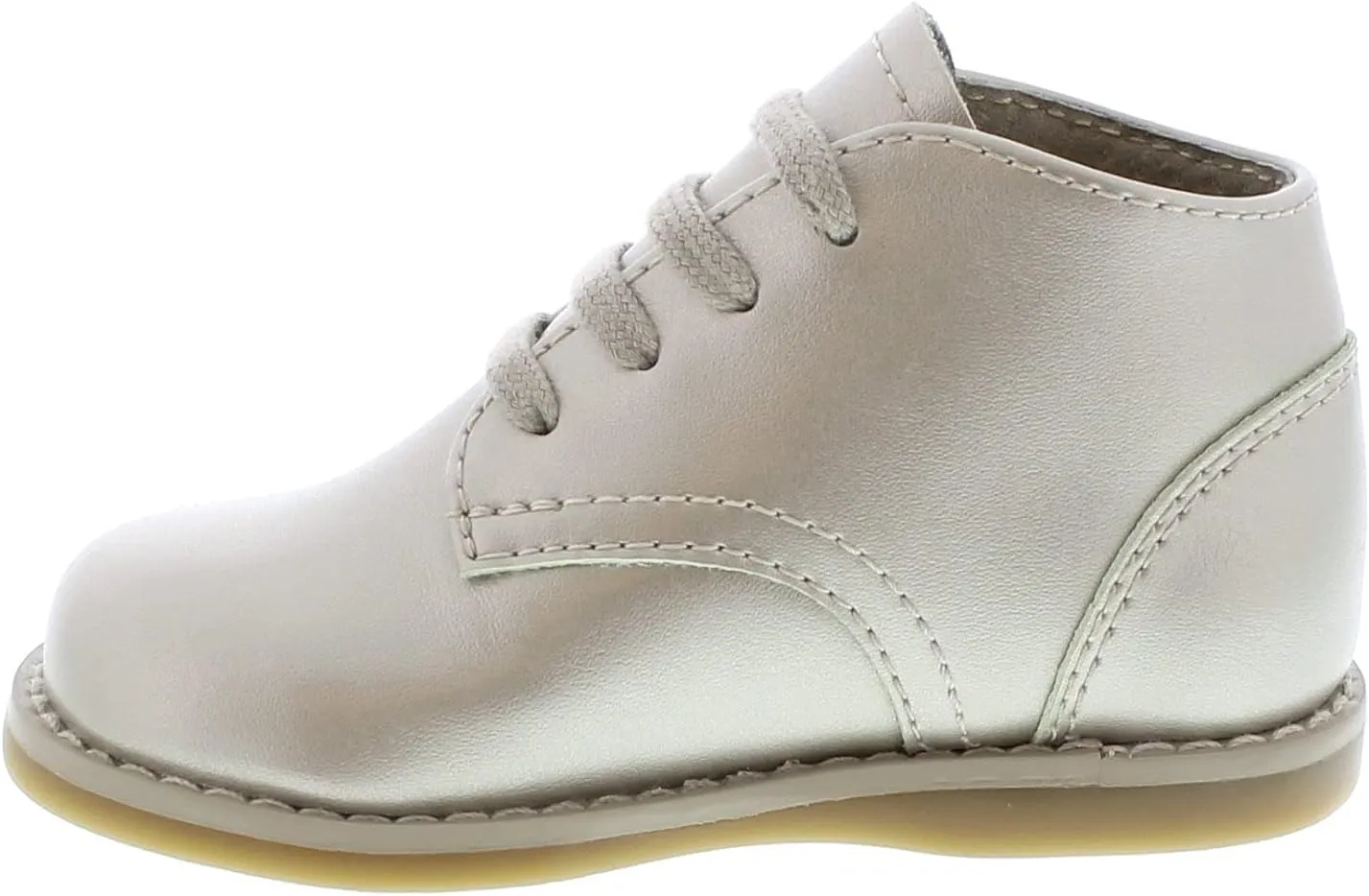 FOOTMATES Tammy Lace-Up Leather Bootie Baby Walking Shoes, Toddler Girl Shoes with Wide Toes Box and Custom-Fit Insoles, Non-Marking Outsole