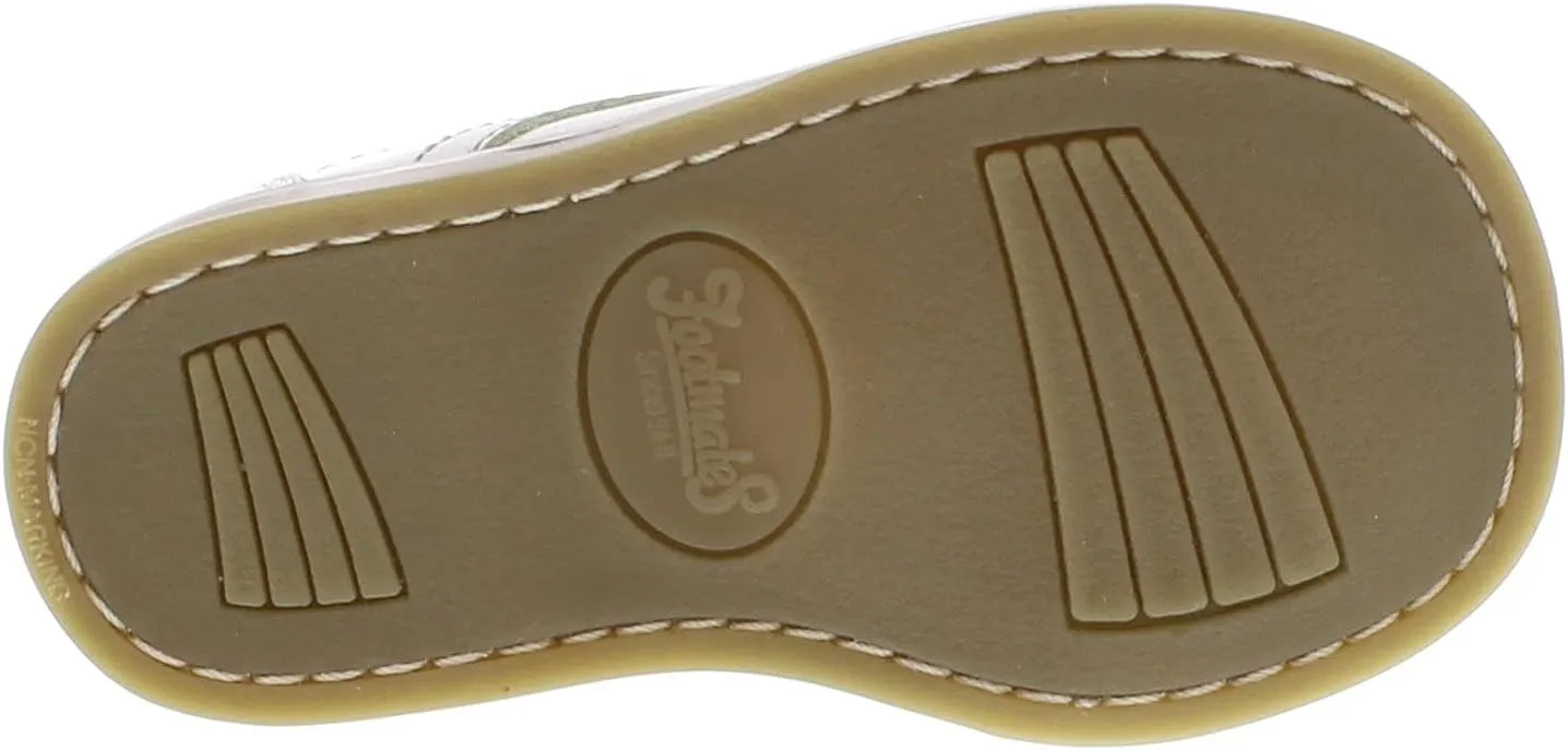 FOOTMATES Tammy Lace-Up Leather Bootie Baby Walking Shoes, Toddler Girl Shoes with Wide Toes Box and Custom-Fit Insoles, Non-Marking Outsole