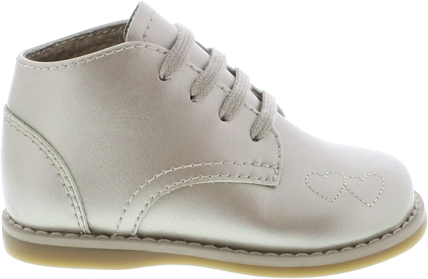 FOOTMATES Tammy Lace-Up Leather Bootie Baby Walking Shoes, Toddler Girl Shoes with Wide Toes Box and Custom-Fit Insoles, Non-Marking Outsole