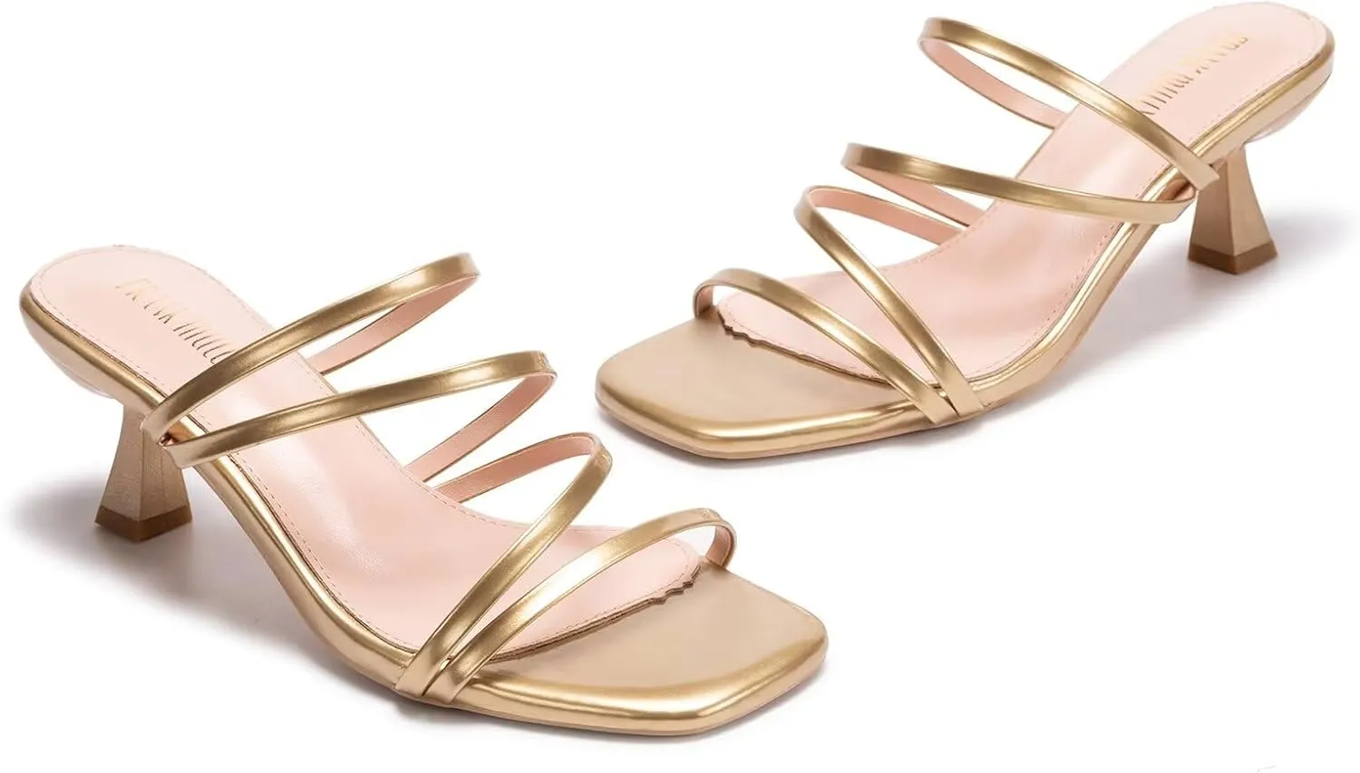 Frank Mully Women's Strappy Heels Comfortable Kitten-Heels Sandals Square Open Toe Cute Wedding Party Evening Prom Dress Pump Sandals Shoes