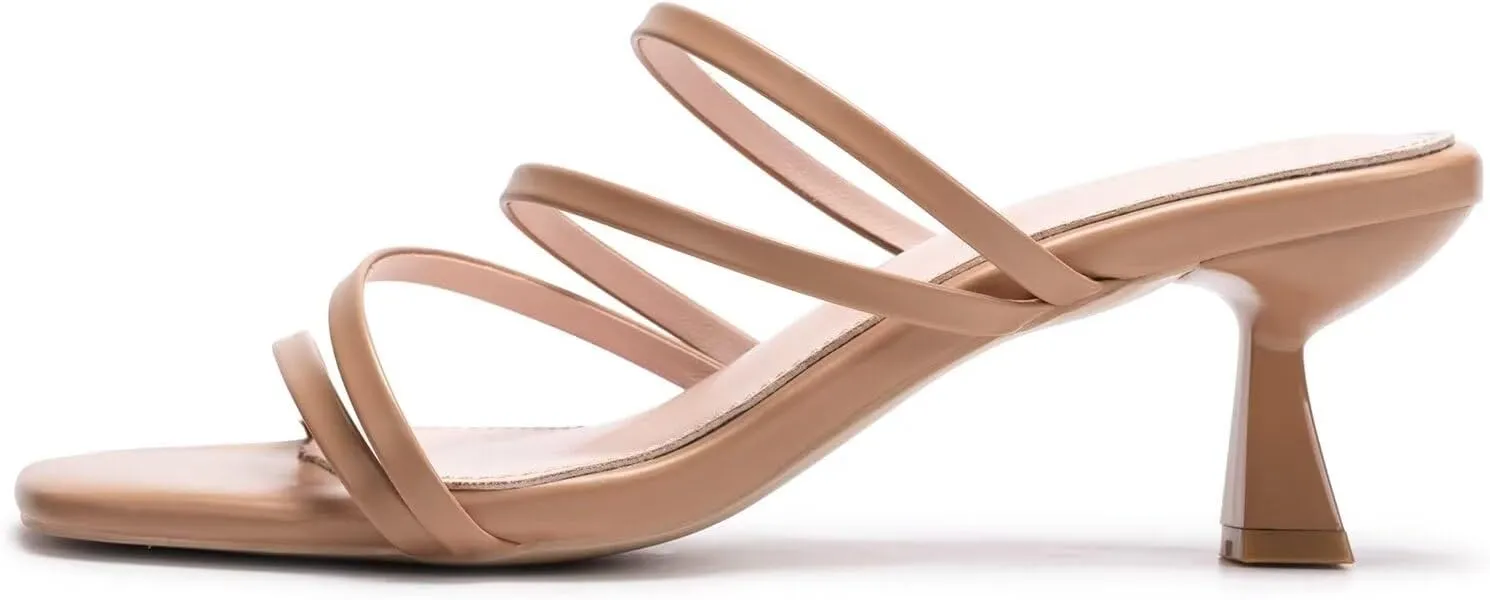Frank Mully Women's Strappy Heels Comfortable Kitten-Heels Sandals Square Open Toe Cute Wedding Party Evening Prom Dress Pump Sandals Shoes