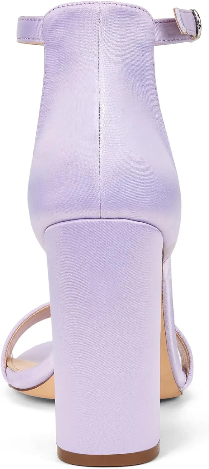 GENSHUO Women's 4-inch Chunky High Heel Sandals with Ankle Strap,Party Wedding Bridal Shoes