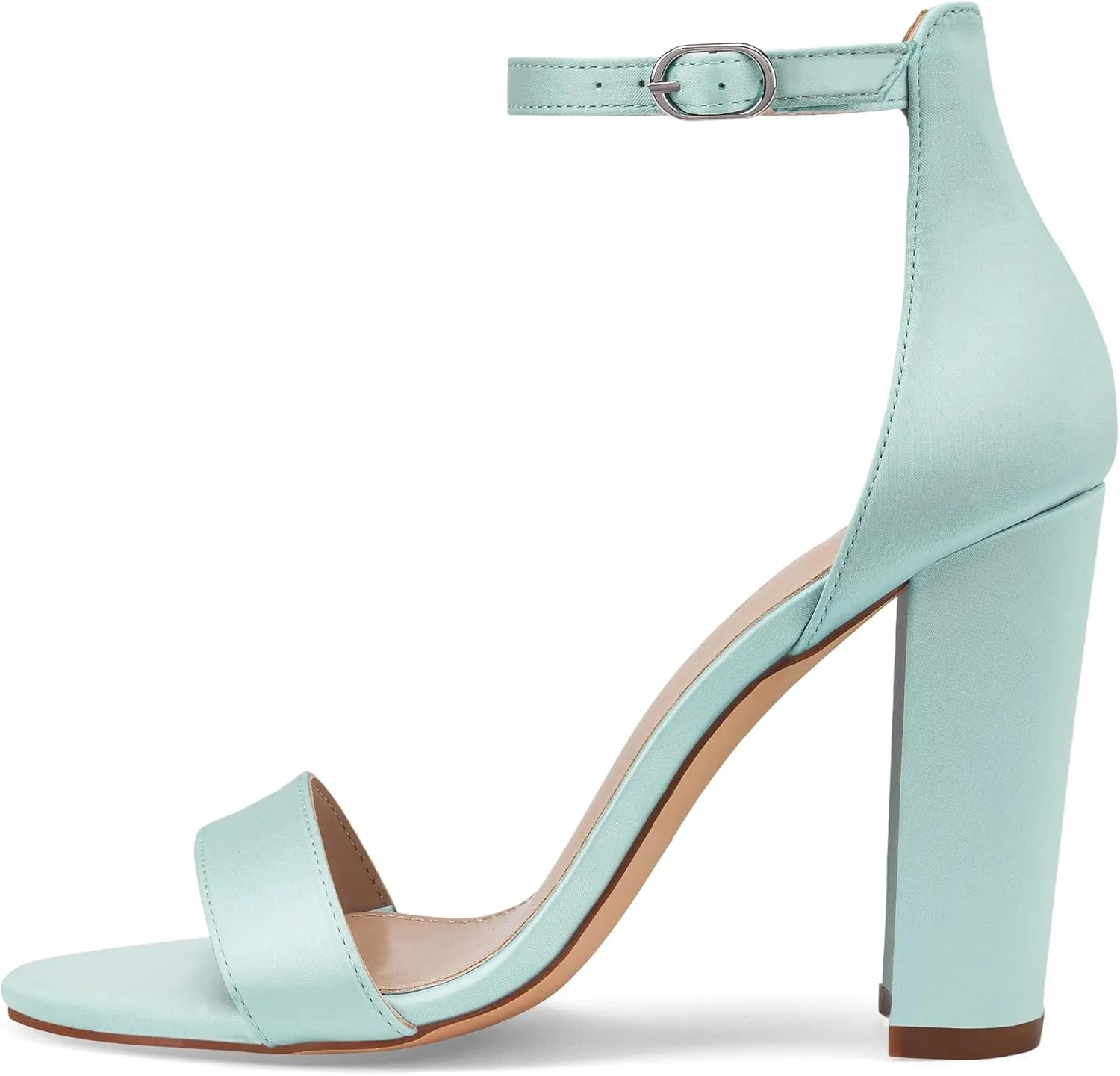 GENSHUO Women's 4-inch Chunky High Heel Sandals with Ankle Strap,Party Wedding Bridal Shoes