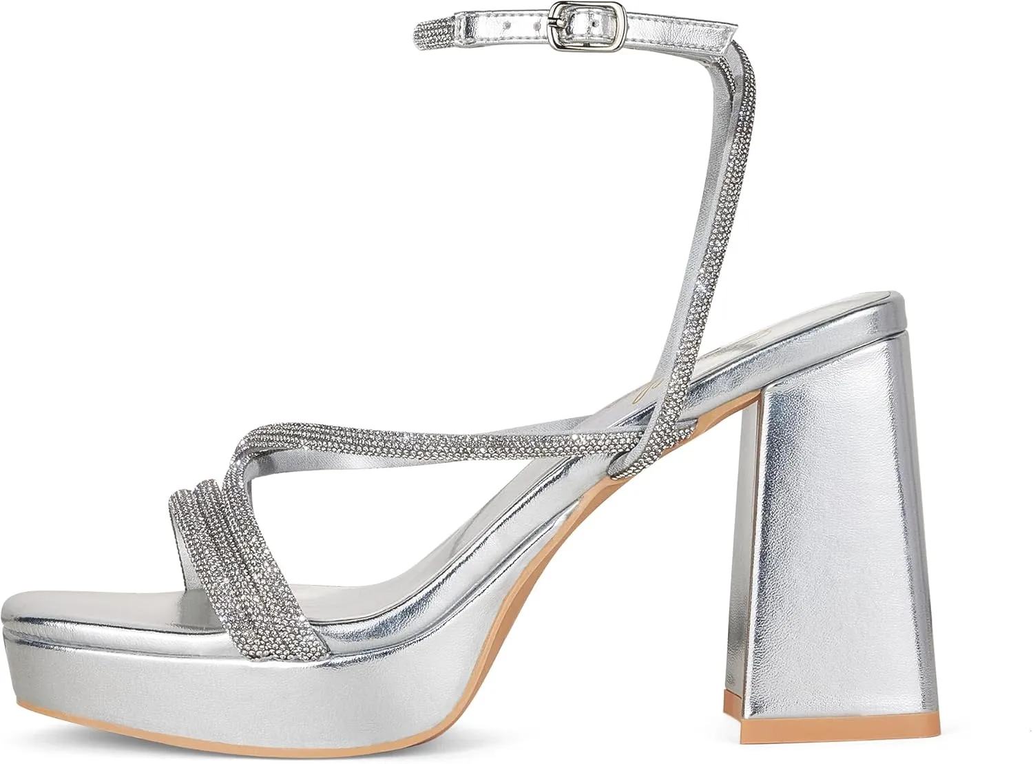 GENSHUO Women's Chunky Platform High Heel Sandals with Ankle Strap and Open Square Toe - 4 Inches Heels