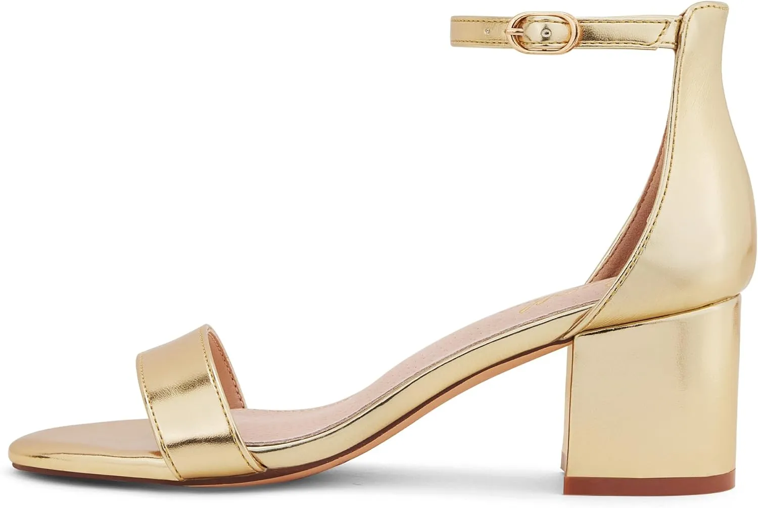 GENSHUO Women's Low Kitten Heel Sandals Strappy Open Square Toe Dress Heels Comfortable Sexy Cute Ankle Strap Wedding Party Prom Summer Heeled Shoes
