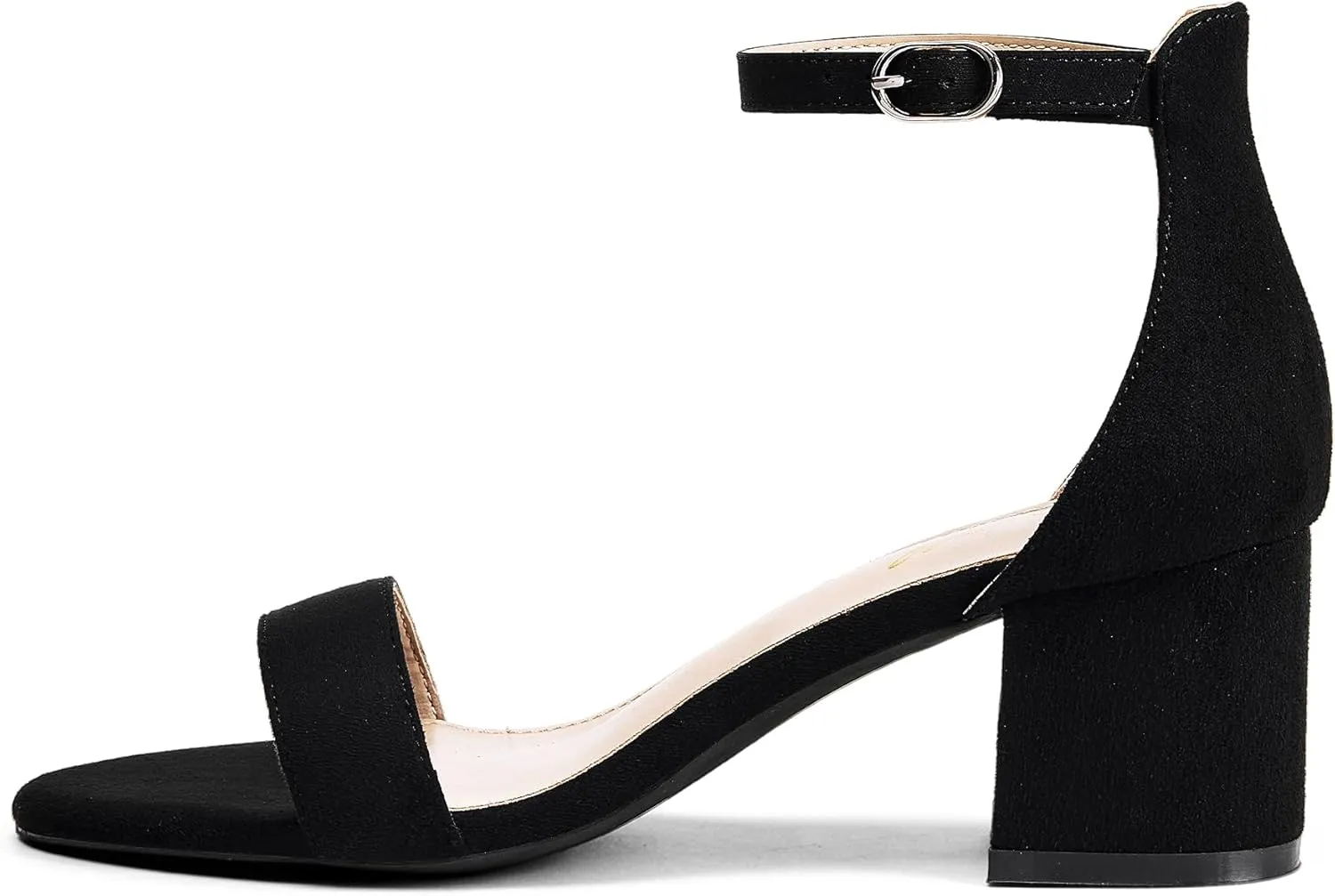 GENSHUO Women's Low Kitten Heel Sandals Strappy Open Square Toe Dress Heels Comfortable Sexy Cute Ankle Strap Wedding Party Prom Summer Heeled Shoes