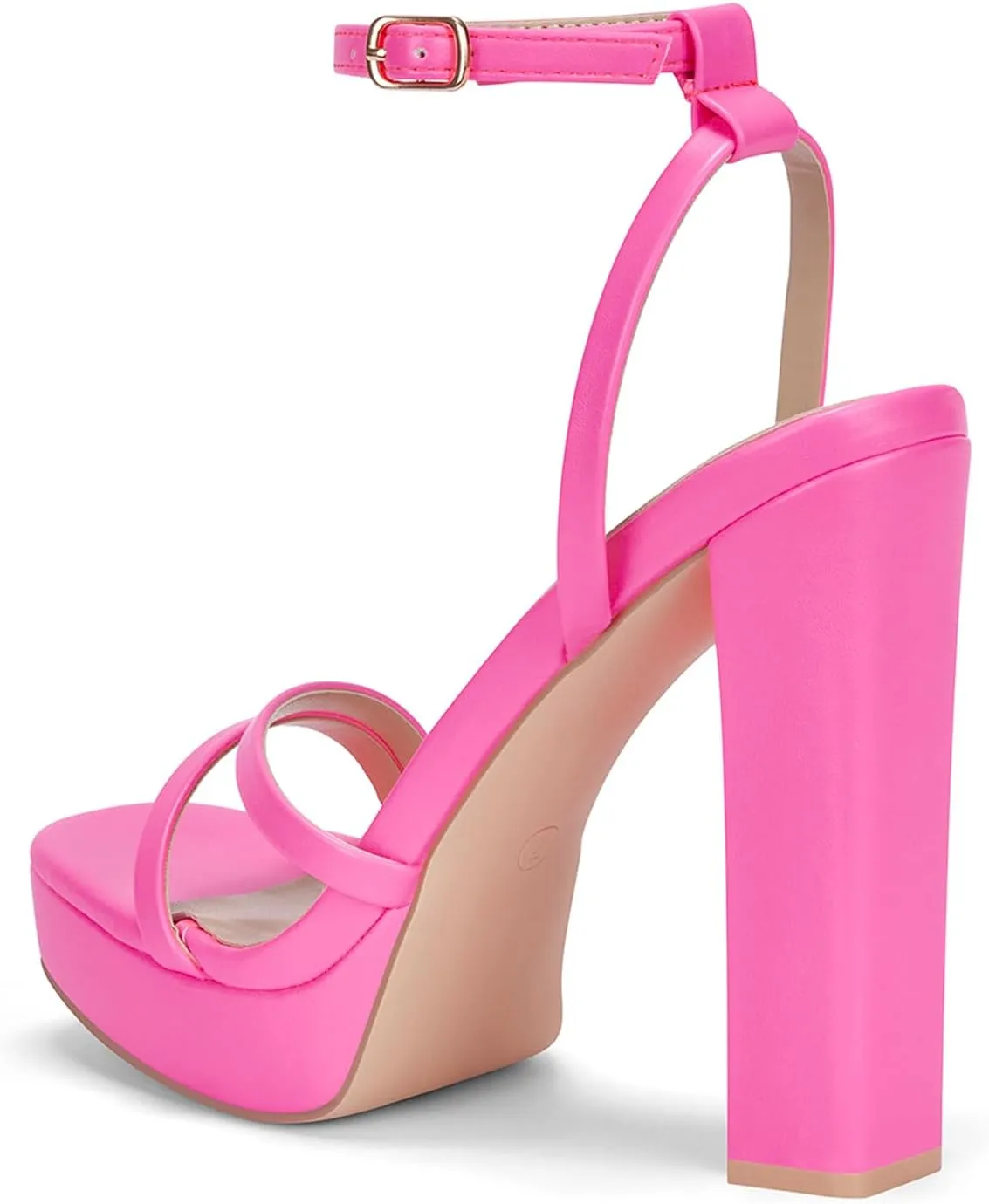 GENSHUO Women's Platform Chunky High Heels Square Toe Ankle Strap Heel Sandals Strappy Wedding Party Dress shoes