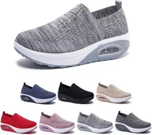 GeRRiT Women Orthopedic Sneakers Walking Shoes, Air Cushion Orthopedic Sneakers Diabetic Shoes, Casual Platform Mesh Sandals (Grey,5)