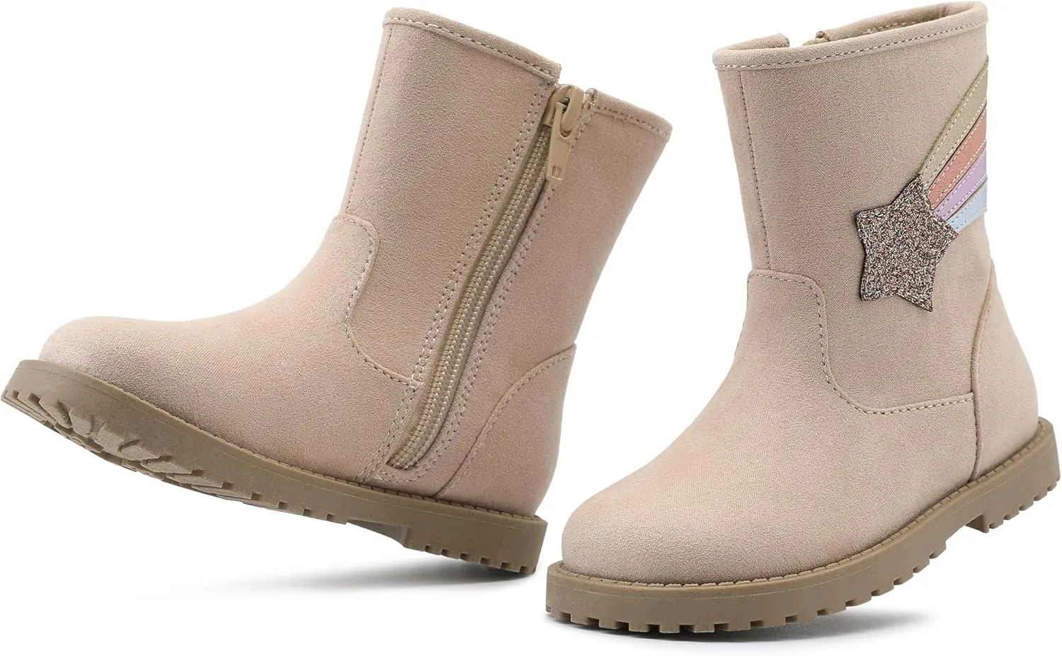 Girls Boys Fashion Boots for Kids Cute Dress Boots Non-Slip Side Zipper Toddler/Little Kid