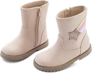 Girls Boys Fashion Boots for Kids Cute Dress Boots Non-Slip Side Zipper Toddler/Little Kid