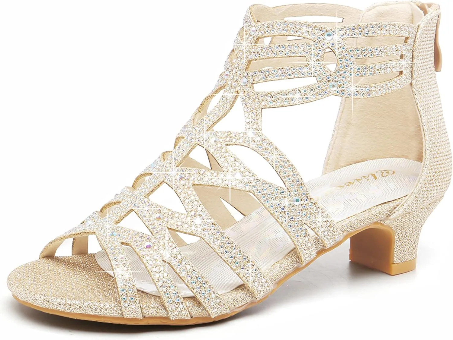 Girls High Heels Dress Pump Sandals Glitter Wedding Flower Party Princess Shoes for Kids Toddler