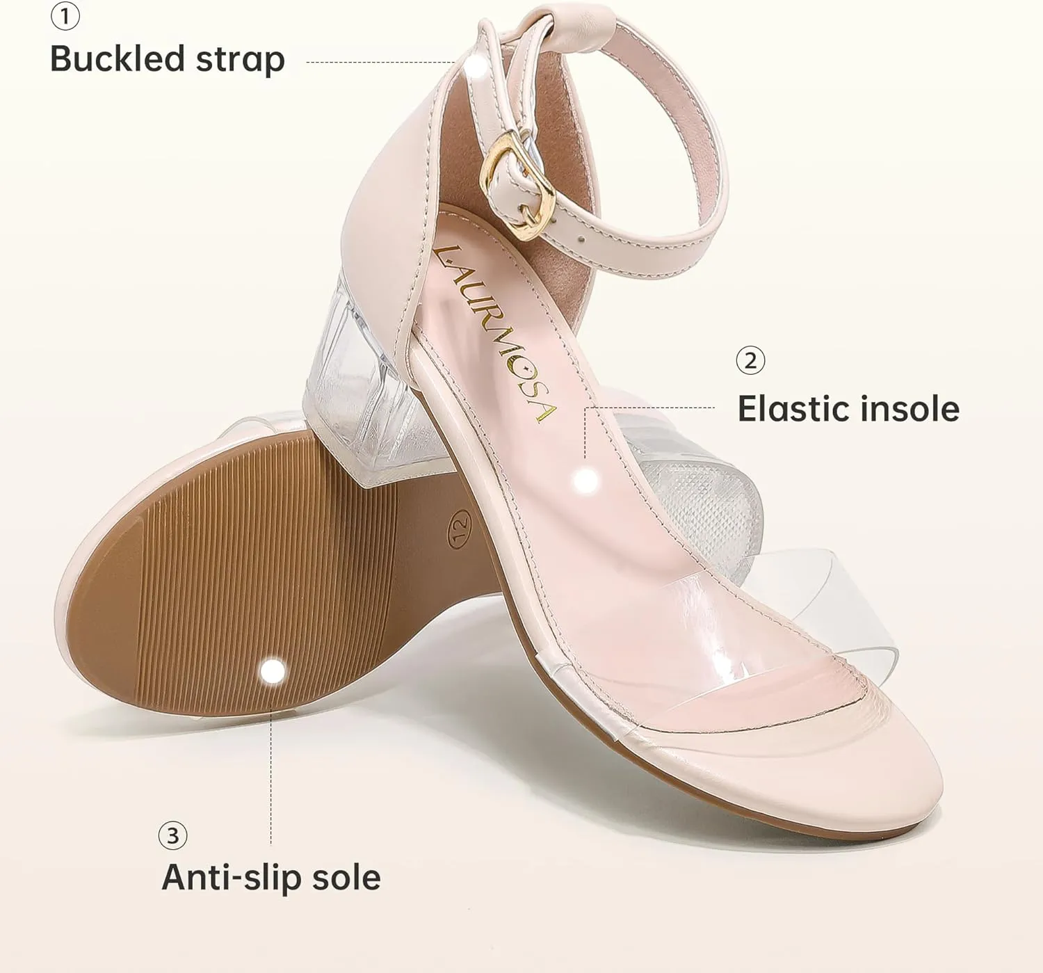 Girls High Heels Sandal for Girls Open Toe Ankle Buckle Strap Dress Shoes for Little Big Kids in Wedding Party Block Chunky Pump Sandals