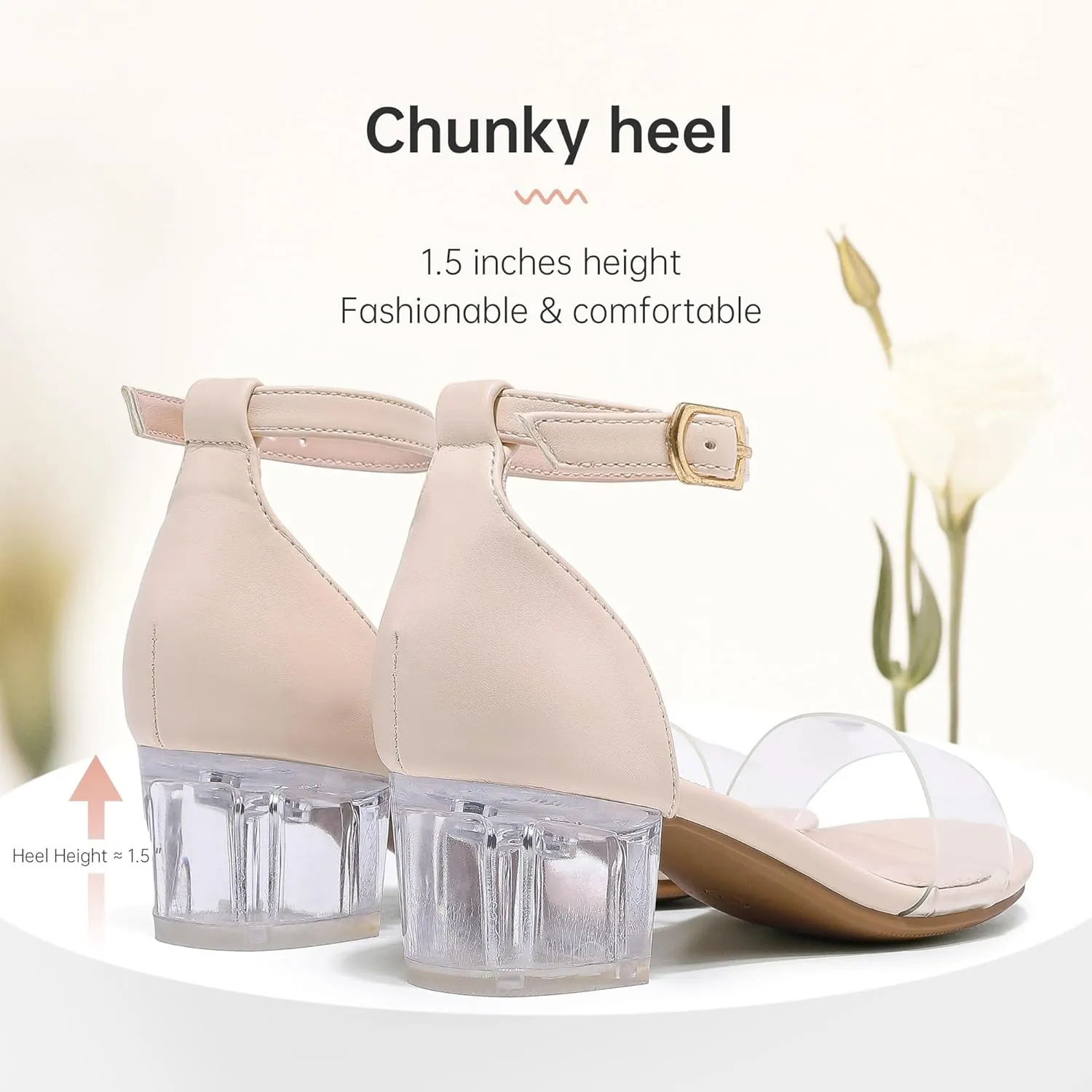 Girls High Heels Sandal for Girls Open Toe Ankle Buckle Strap Dress Shoes for Little Big Kids in Wedding Party Block Chunky Pump Sandals