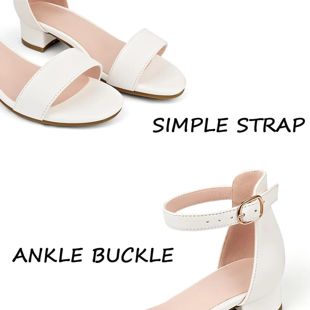 Girl's Low Heel Sandals Ankle Strap Dress Shoes Open Toes Summer Wear for Kids