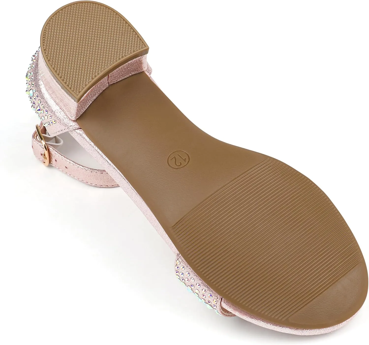 Girl's Low Heel Sandals Ankle Strap Dress Shoes Open Toes Summer Wear for Kids
